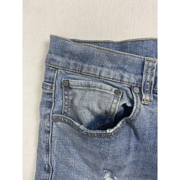 RSQ Jeans 31x32 Brooklyn Relaxed Distressed Medium Wash Denim Blue Faded Stretch - Picture 7 of 11